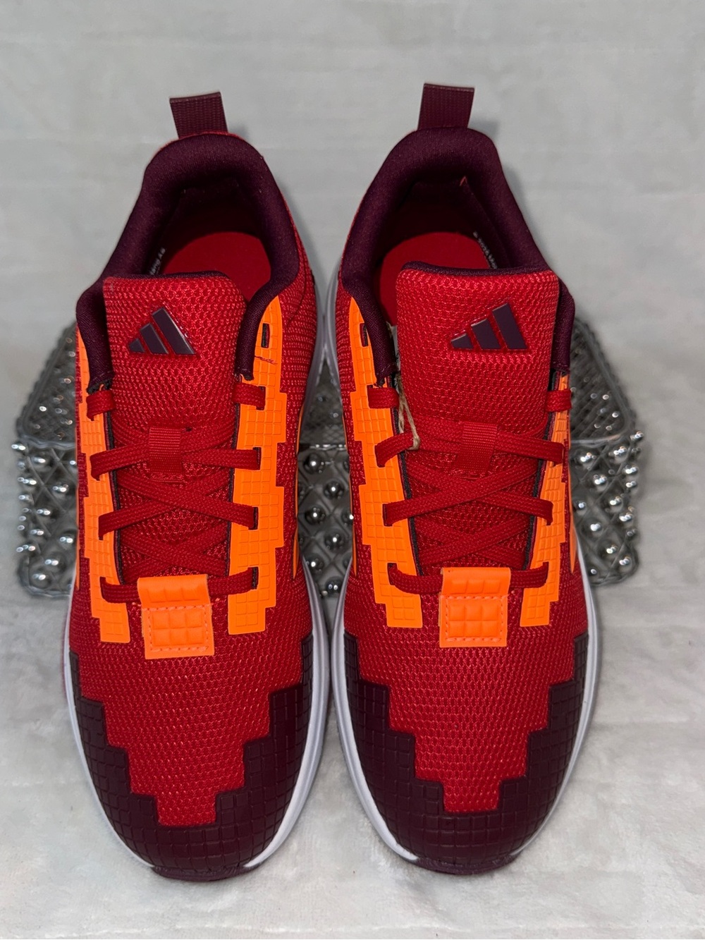 Adidas Kids 3.5Y Minecraft Red and Orange Cloudfoam Sneakers JR1968 nwt - Picture 7 of 14